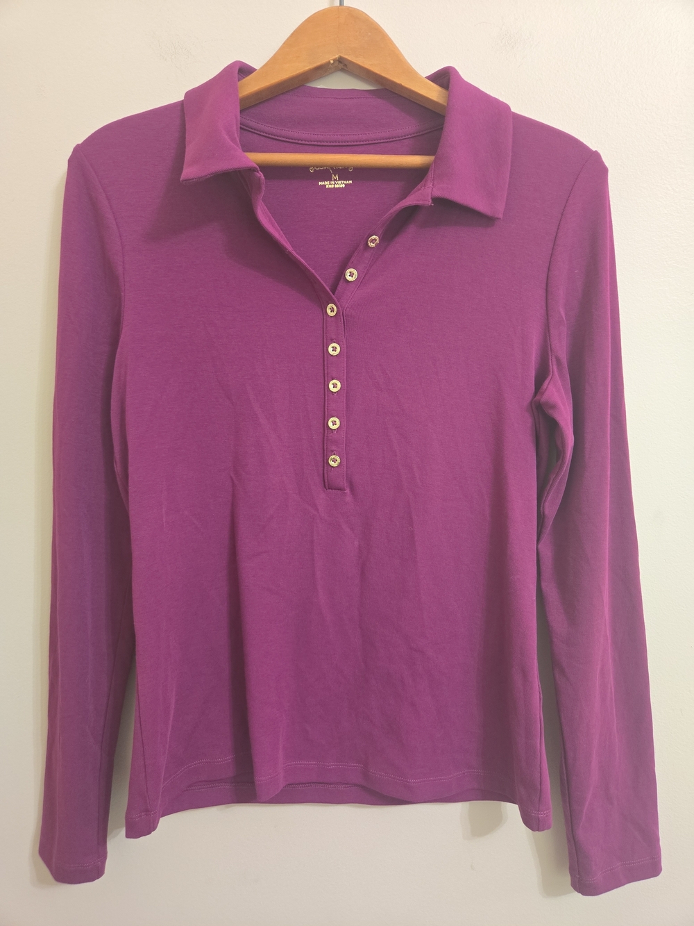 Lilly Pulitzer Reema Long Sleeve Polo Women's Medium Pink Bloom Foxy Llama NWOT